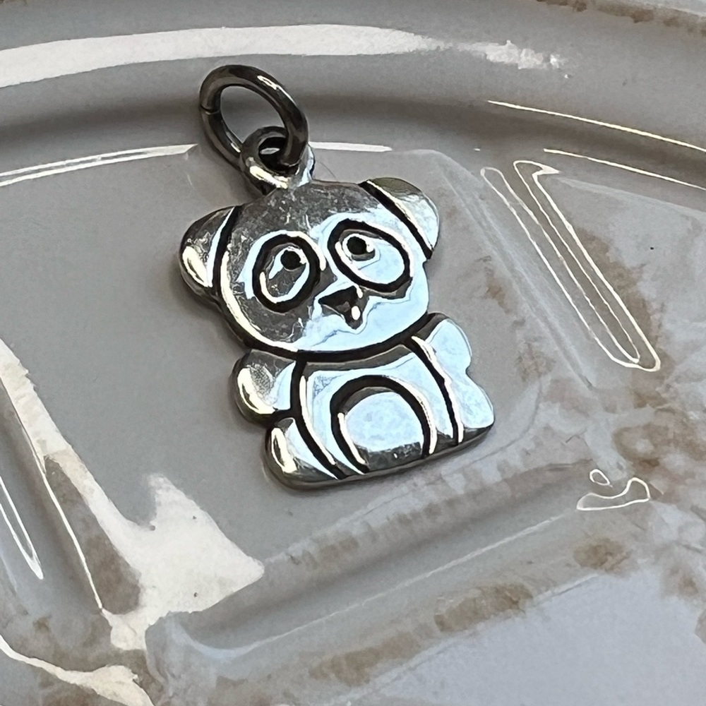Vintage Panda Bear Charm Pendant 925 Sterling Silver NOS - Picture 2 of 4